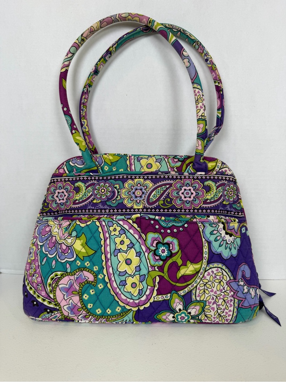 Vera Bradley Heather Shoulder Bag Retired Floral Paisley Purple Teal Multicolor